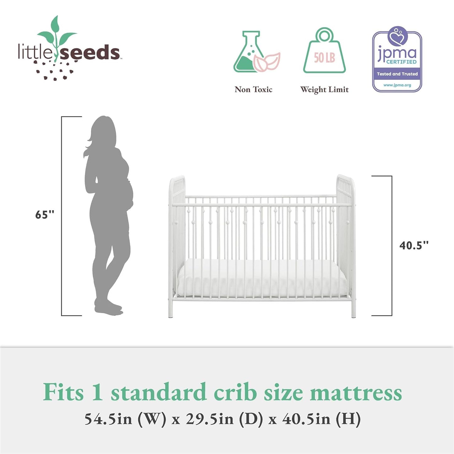 Monarch Hill Ivy Metal Baby Crib Cot Bed In Off White