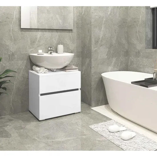 Wisla Large Wooden Bathroom Vanity Unit With 2 Doors In White