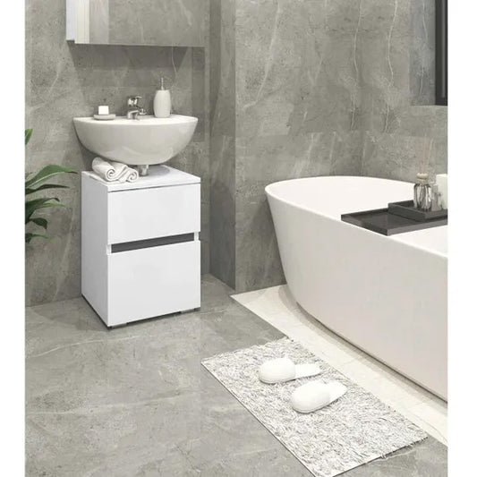 Wisla Small Wooden Bathroom Vanity Unit With 2 Doors In White