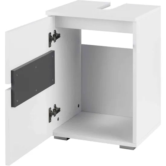 Wisla Small Wooden Bathroom Vanity Unit With 2 Doors In White