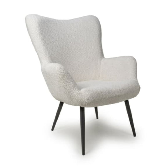 Bordeaux Textured Chenille Effect Fabric Armchair In White