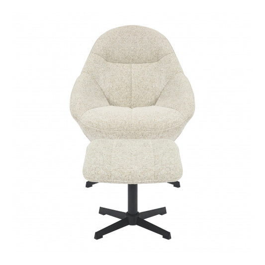Serene Blush Textured Fabric Lounge Chair With Footstool In Natural