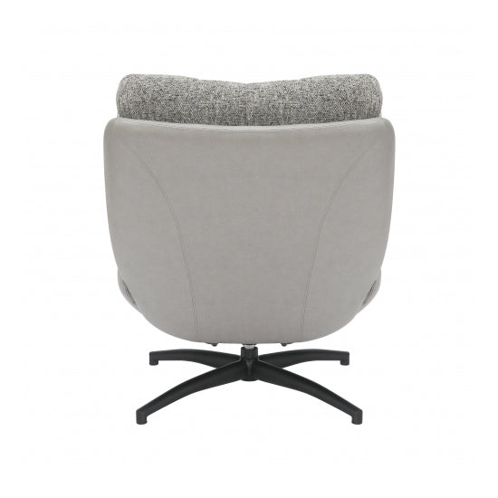 Calm Tactile Textured Fabric Lounge Chair With Footstool In Grey