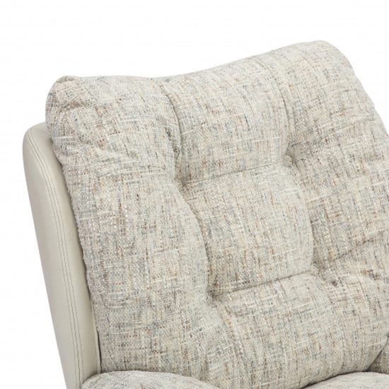 Calm Tactile Textured Fabric Lounge Chair With Footstool In Cream