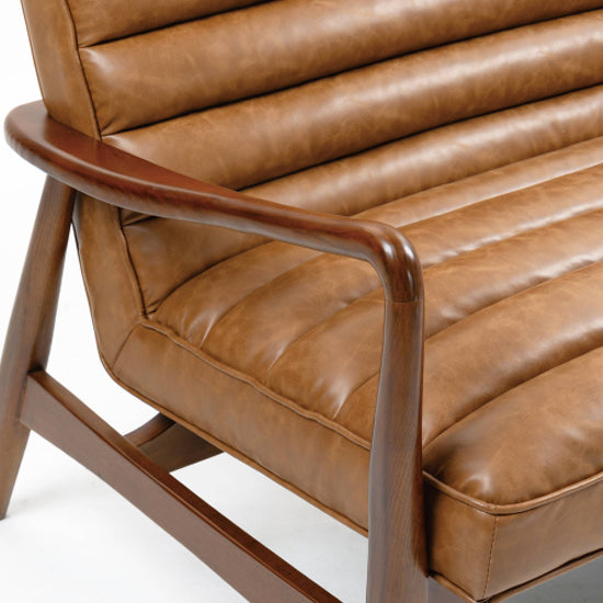 Club Leather Effect 2 Seater Sofa In Tan