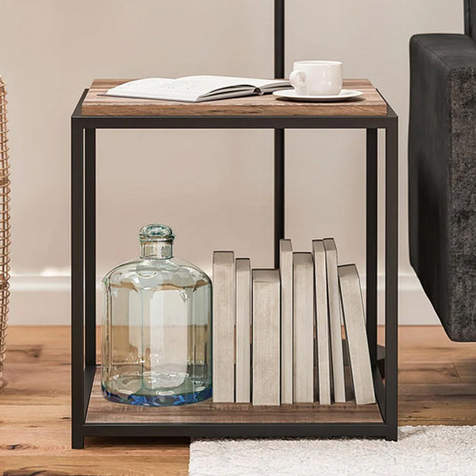 Quincy Wooden End Table In Weathered Oak