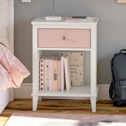 Monarch Hill Poppy Wooden Bedside Cabinet With 1 Drawer In Pink