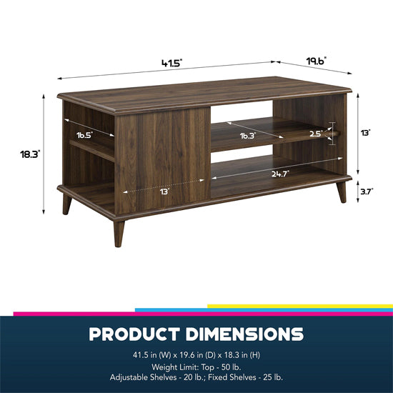 Farnsworth Wooden Coffee Table With Shelf In Walnut