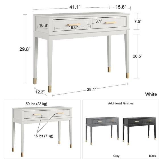 Westerleigh Wooden Console Table With 2 Drawers In Black