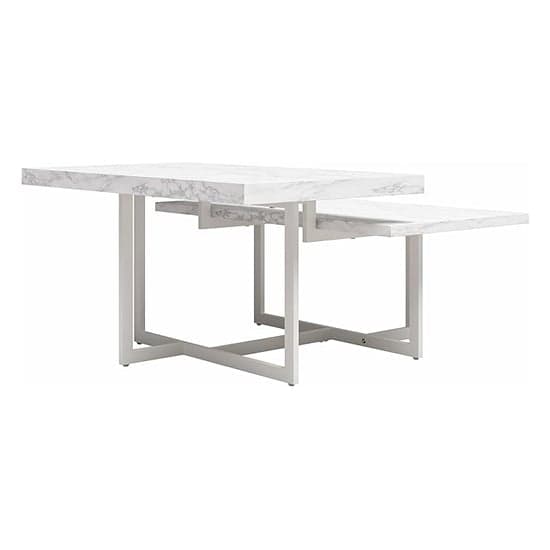 Brielle Wooden Coffee Table In White Faux Marble Effect
