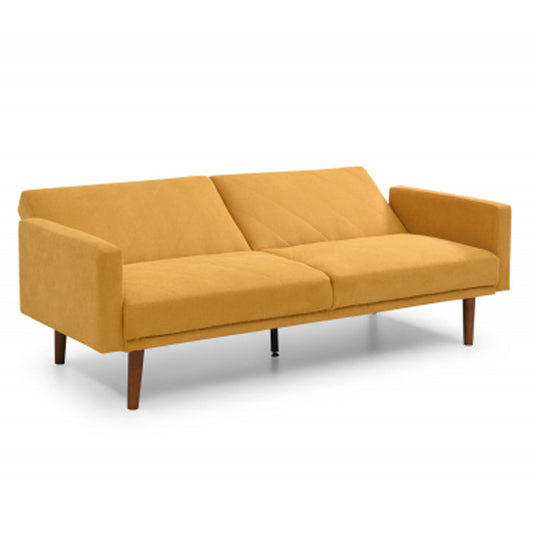 Relax Linen Effect 3 Seater Sofa Bed In Mustard