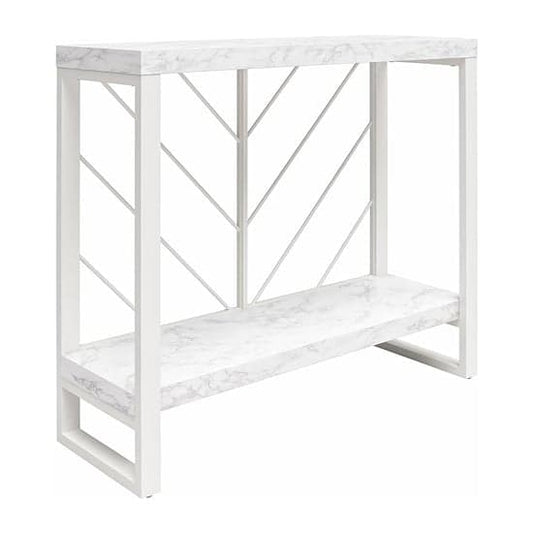 Brielle Wooden Console Table In White Faux Marble Effect