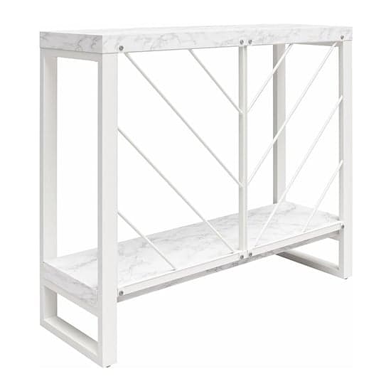 Brielle Wooden Console Table In White Faux Marble Effect