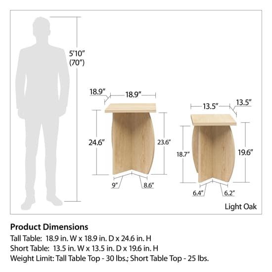 Voler Wooden Nest Of 2 Tables In Light Oak