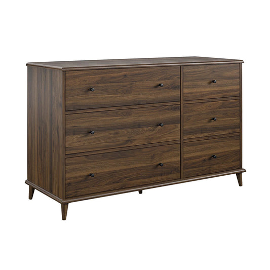 Farnsworth Wooden Chest Of 6 Drawers Wide In Walnut