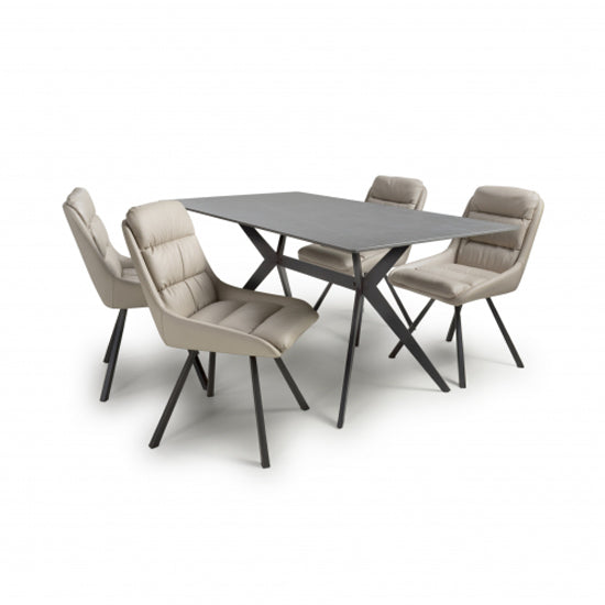 Timor Large Grey Sintered Stone Top Dining Table With 4 Arnhem Cream Chairs