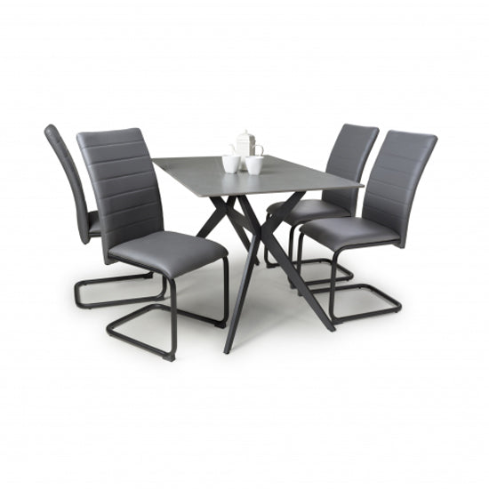 Timor Small Grey Sintered Stone Top Dining Table With 4 Carlisle Grey Chairs