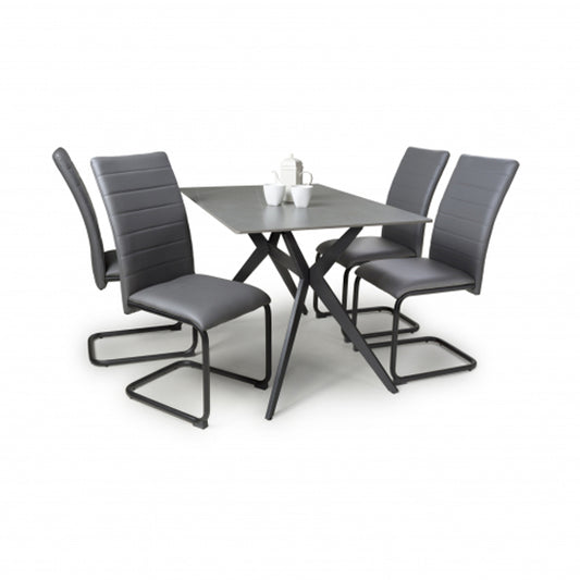 Timor Small Grey Sintered Stone Top Dining Table With 4 Carlisle Grey Chairs