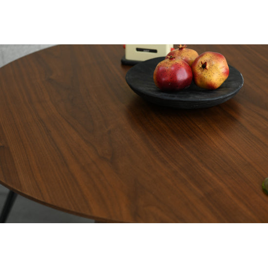 Claremont Round Wooden Dining Table In Walnut Polished Wood Grain Effect