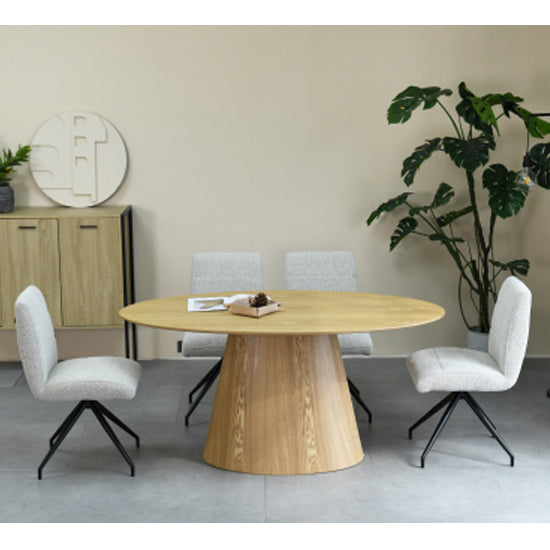 Cleveland Natural Wooden Oval Dining Table With 4 Marisa Natural Chairs