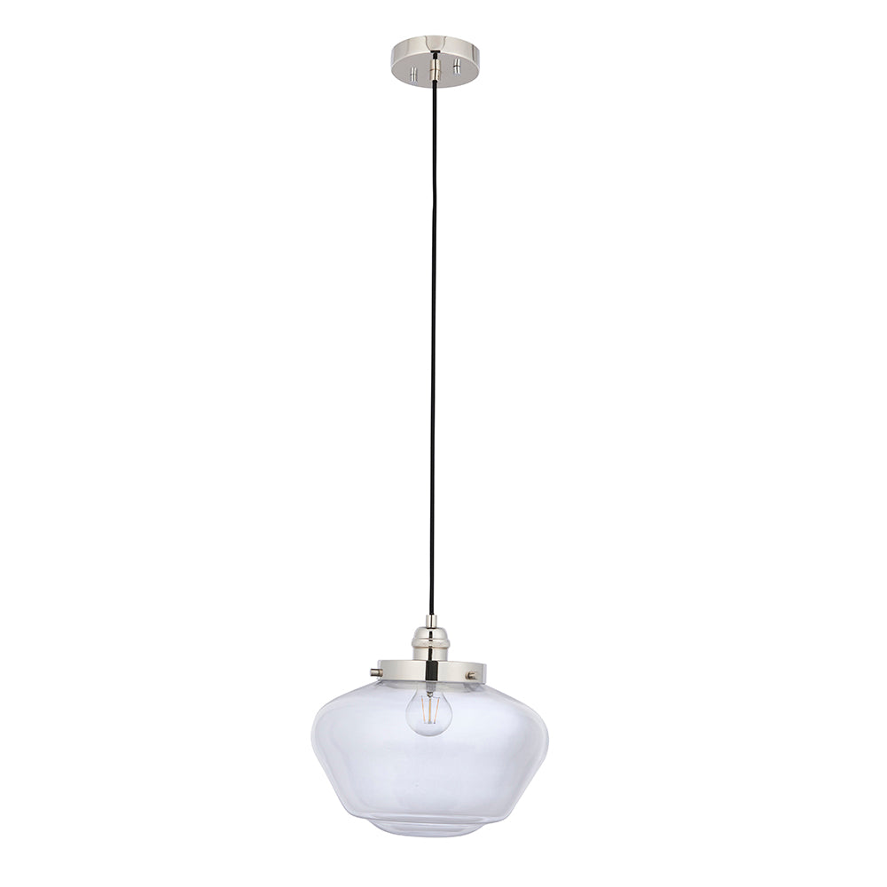 Camberley Clear Glass Shade Ceiling Pendant Light In Polished Nickel