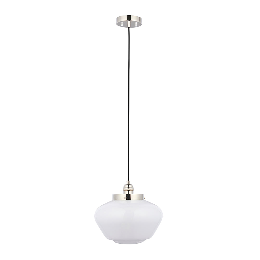 Camberley Opal Glass Shade Ceiling Pendant Light In Polished Nickel