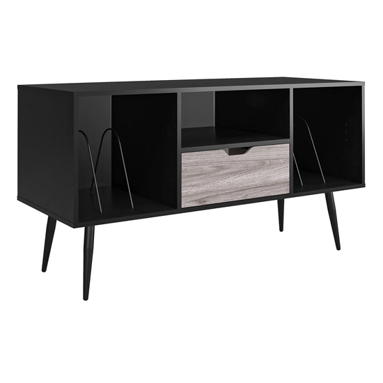 Copley Wooden TV Stand With 2 Shelves 1 Drawer In Black Oak