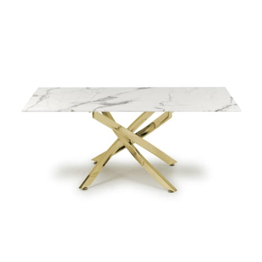 Astoria Glass Top Coffee Table In White With Gold Legs
