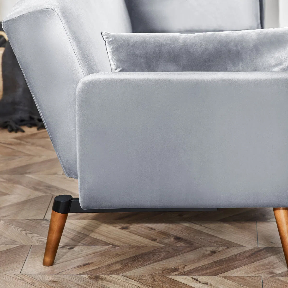 Andi Fabric Sofa Bed In Grey With Pale Wood-Effect Legs