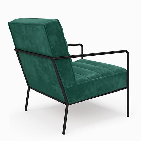 Bookham Plush Velvet Accent Chair In Green With Black Metal Legs