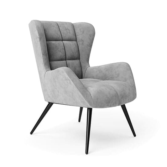 Dalton Velvet Accent Chair In Grey With Black Legs