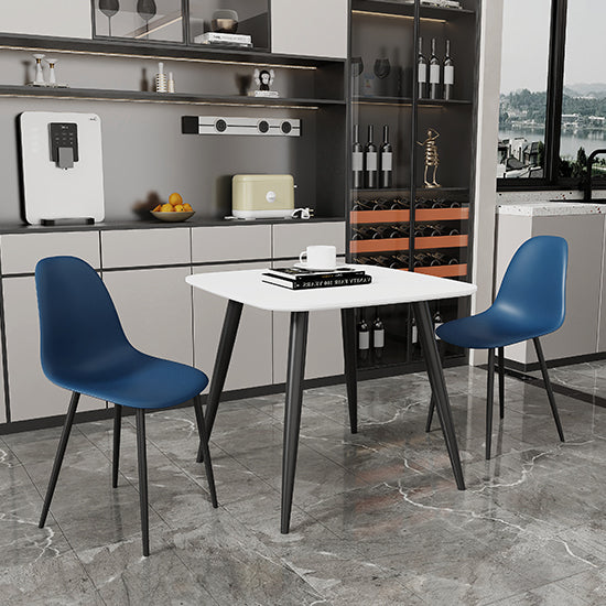 Aspen White Square Dining Table With 2 Blue Curve Plastic Chairs