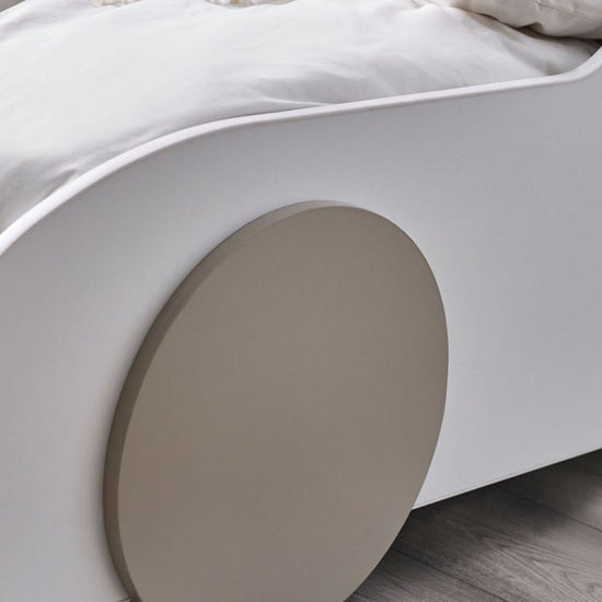 Atlantis Wooden Toddler Car Bed In White And Taupe Effect
