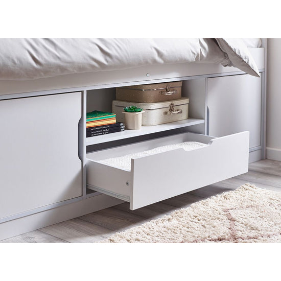 Atom Wooden Low Sleeper Single Bed In White