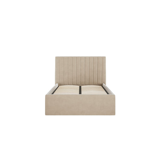 Berlin Ottoman Velvet Single Bed In Beige