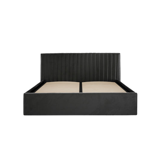 Berlin Velvet Ottoman Double Bed In Black