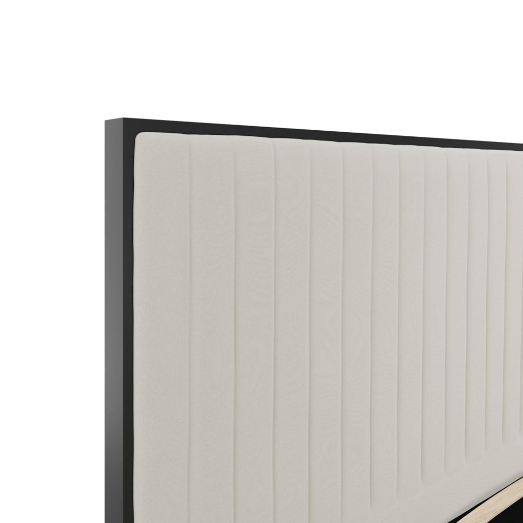 Berkeley Velvet Double Bed In Cream And Matt Black