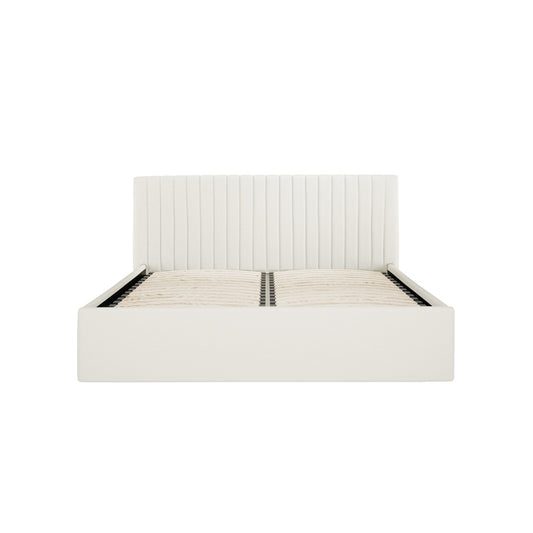 Berlin Ottoman Weave Fabric Double Bed In Milk
