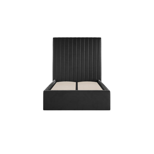 Berlin Tall Ottoman Velvet Single Bed In Black