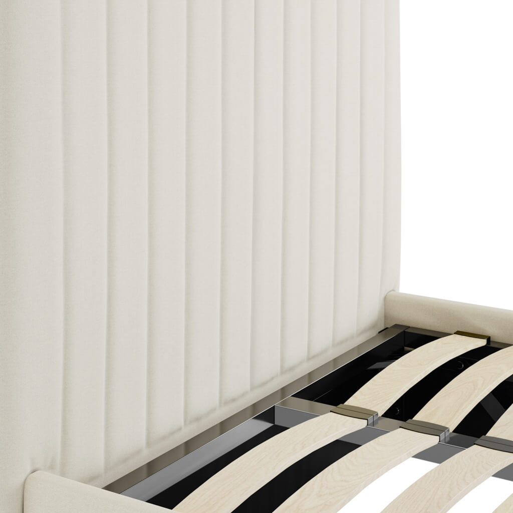 Berlin Tall Ottoman Weave Fabric Single Bed In Milk