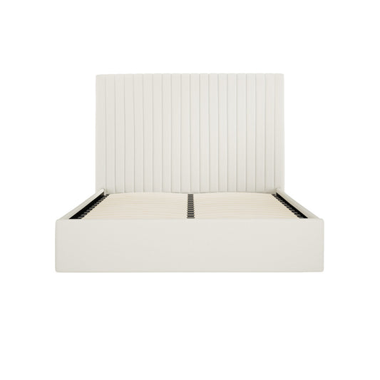 Berlin Tall Ottoman Weave Fabric Super King Size Bed In Milk