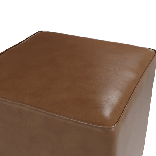 Bronx Faux Leather Side Table Square In Tan
