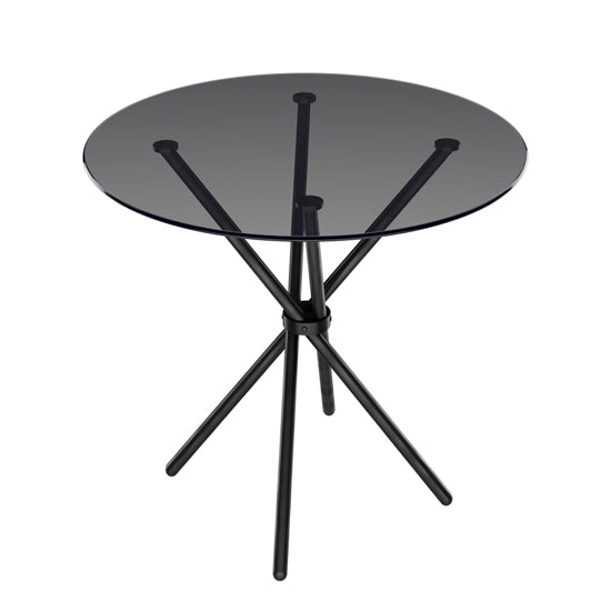 Casa Smoked Top Glass Dining Table With Black Metal Legs