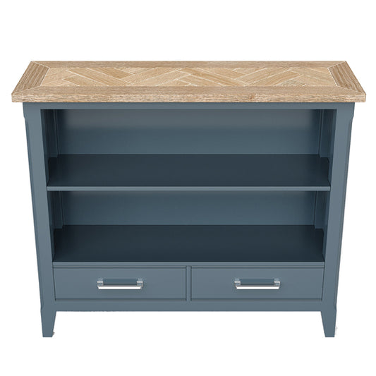 Signature Wooden Bookcase With 2 Drawers In Blue