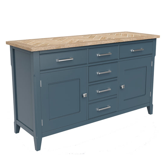 Signature Wooden Sideboard With 2 Doors And 6 Drawers In Blue