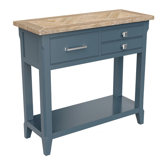 Signature Wooden Console Table With 3 Drawers In Blue