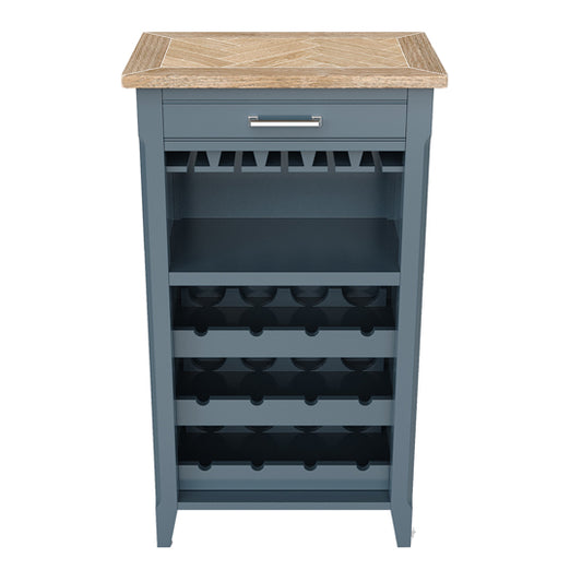 Signature Wooden Wine Rack And Glass Storage Cabinet In Blue