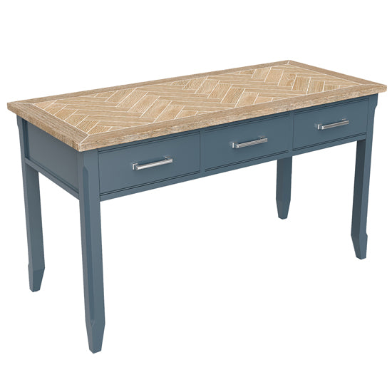 Signature Wooden Computer Desk With 3 Drawers In Blue
