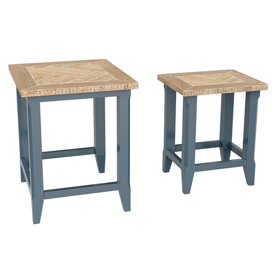 Signature Wooden Nest Of 2 Tables In Blue
