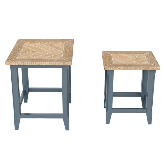 Signature Wooden Nest Of 2 Tables In Blue